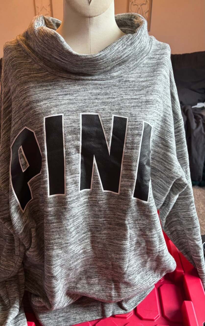 Victoria's Secret PINK Cowl Neck Pullover Sweatshirt Size M Grey